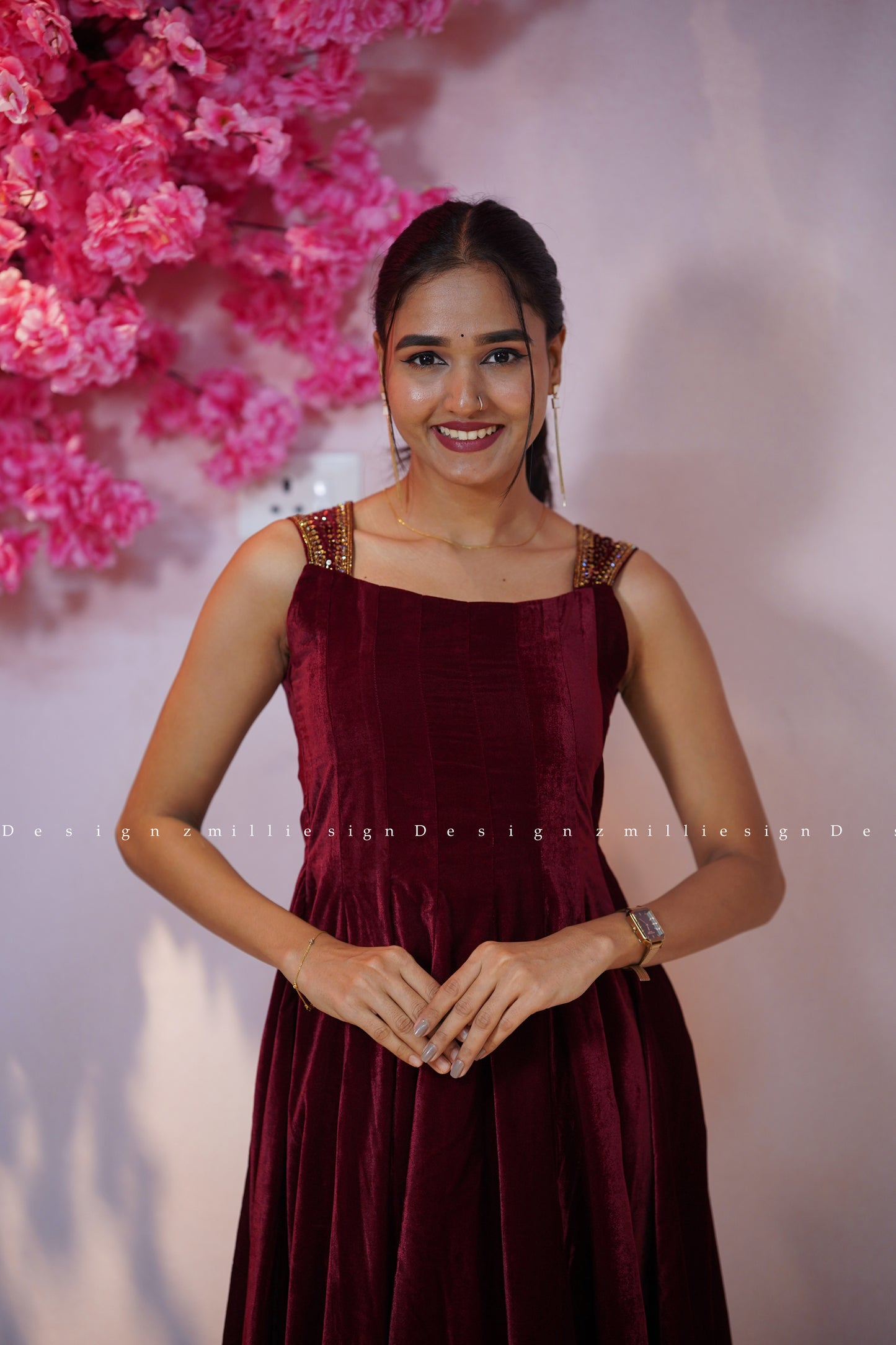 Velvet Panel-Cut Frock (MSD-155)