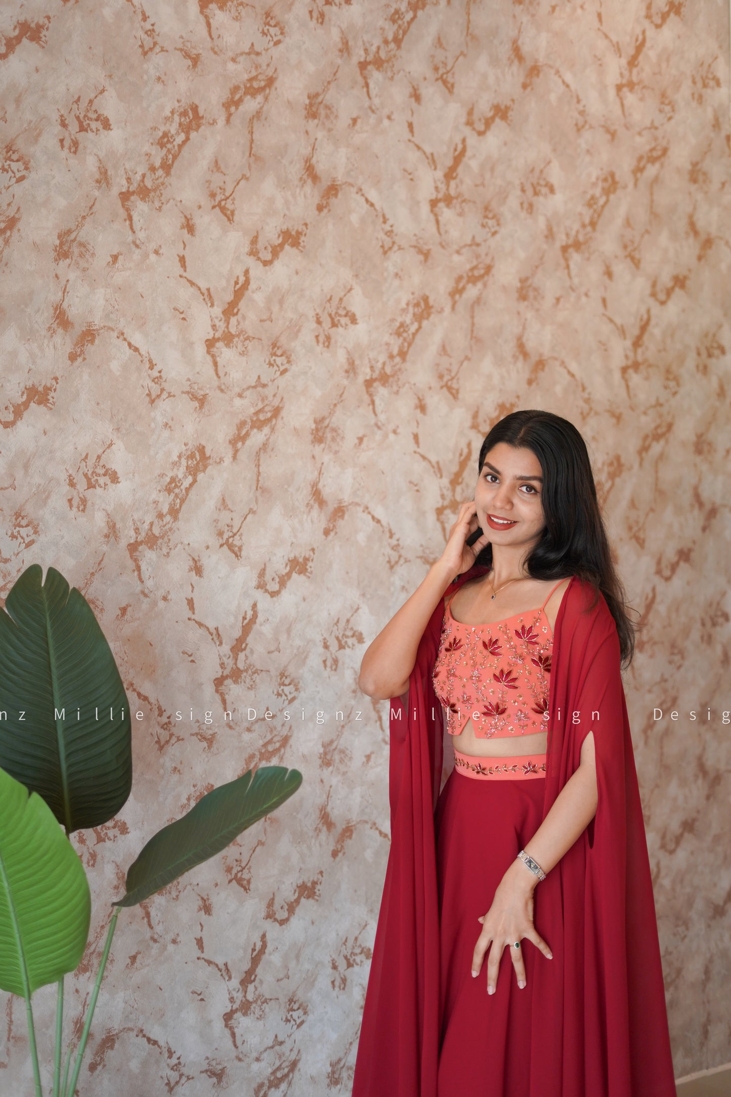 Skirt Combo Crop Top And Shrug (MSD-050)