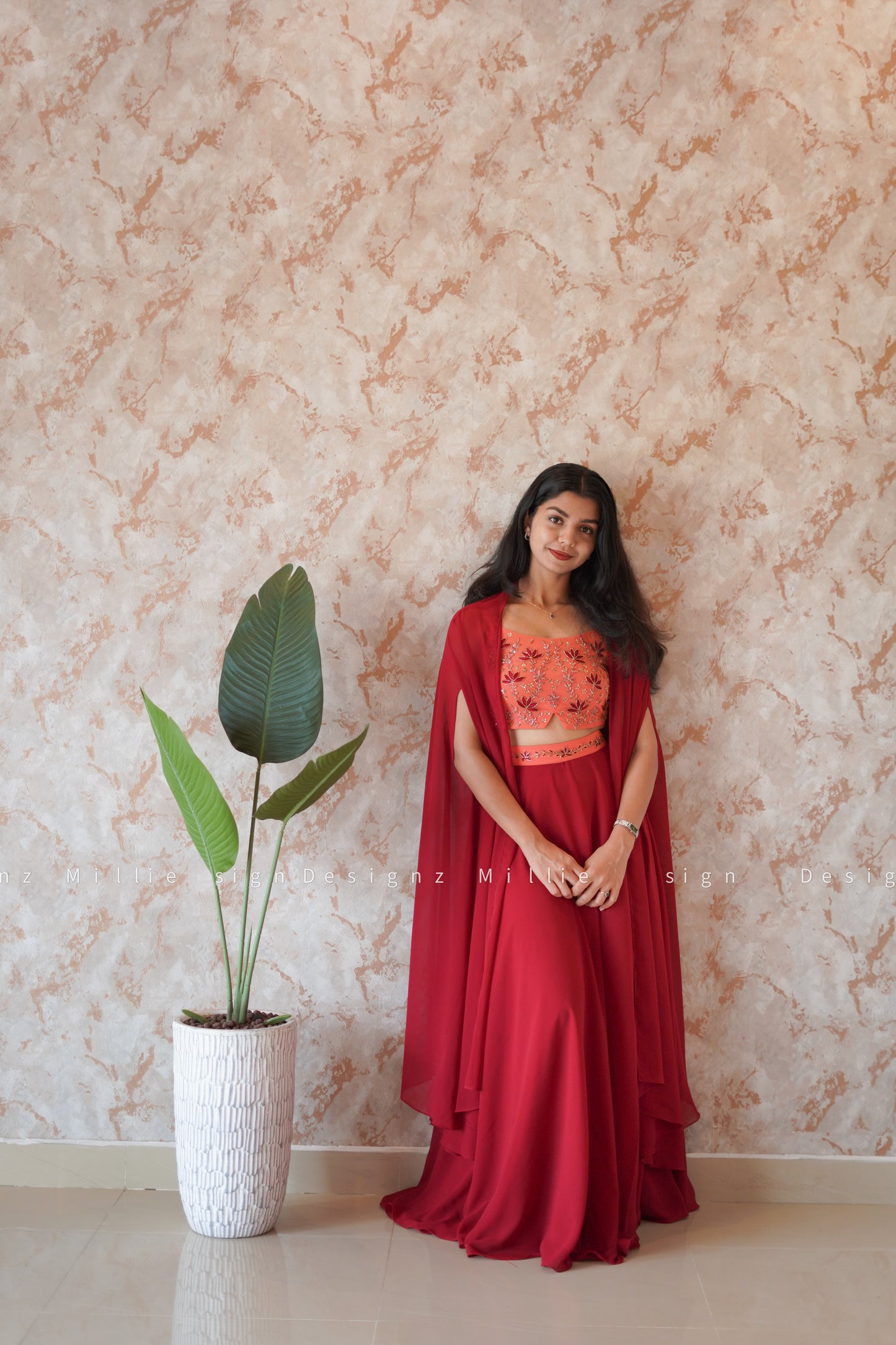 Skirt Combo Crop Top And Shrug (MSD-050)