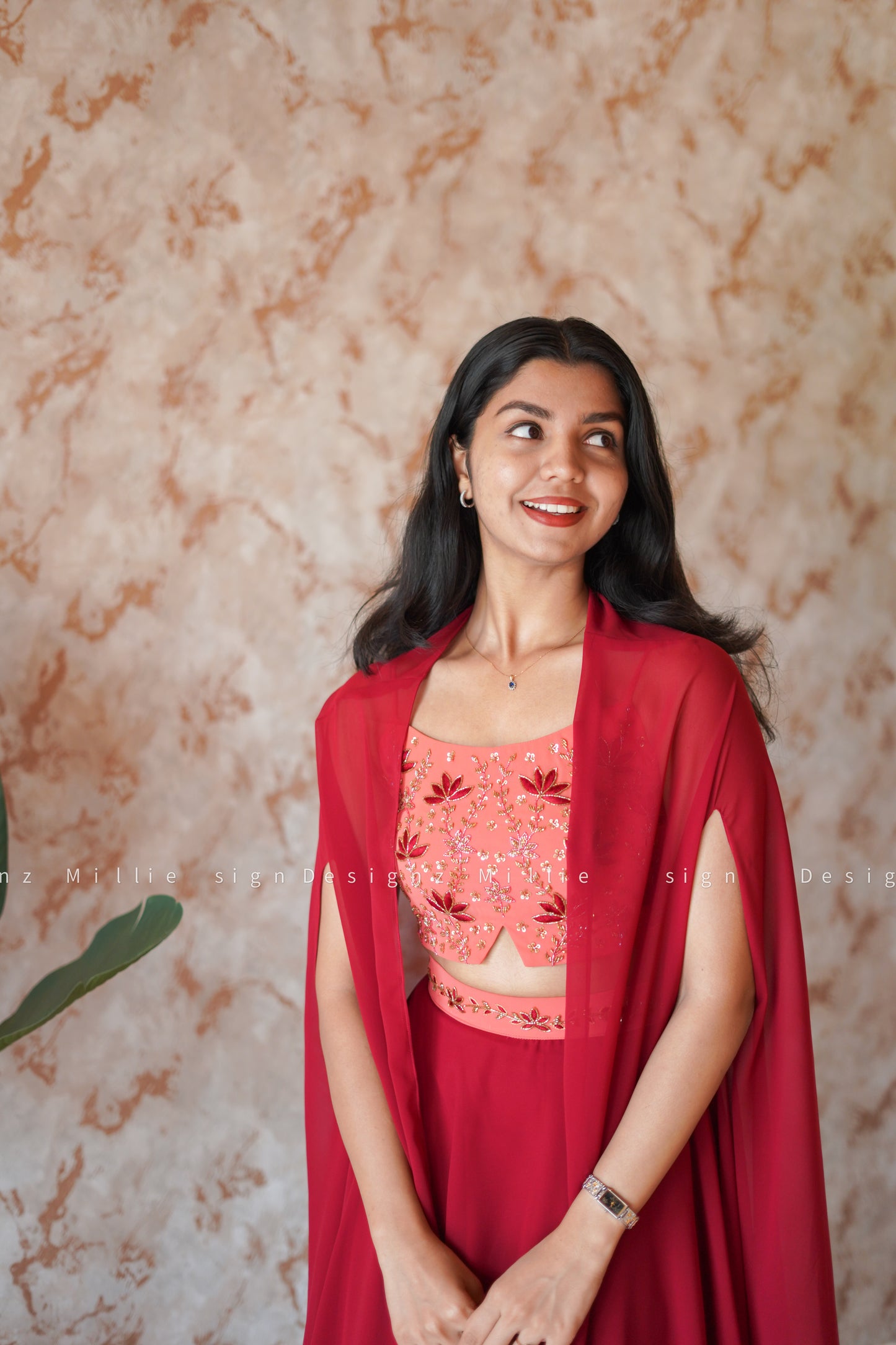 Skirt Combo Crop Top And Shrug (MSD-050)