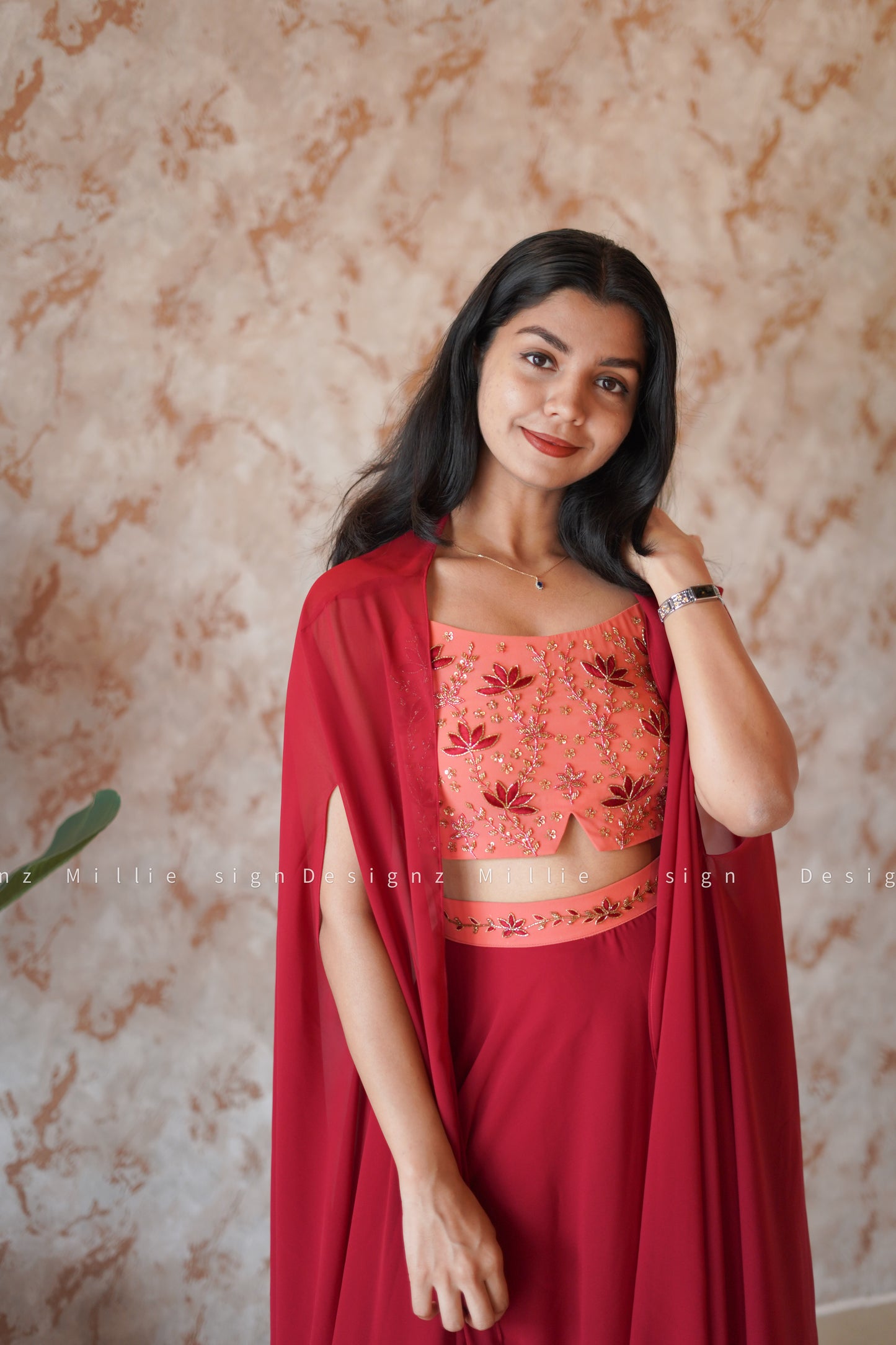 Skirt Combo Crop Top And Shrug (MSD-050)