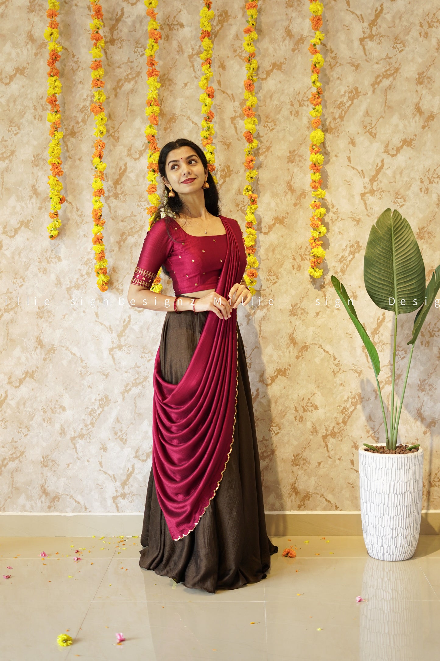 Skirt and Crop Top with Dupatta (MSD-021)