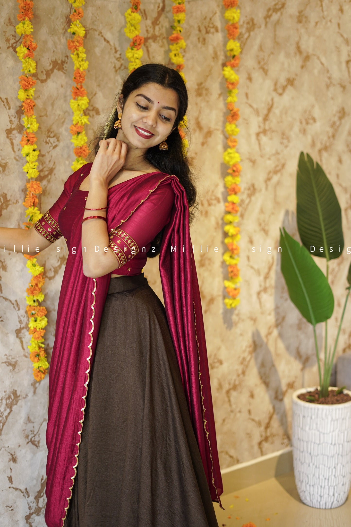 Skirt and Crop Top with Dupatta (MSD-021)