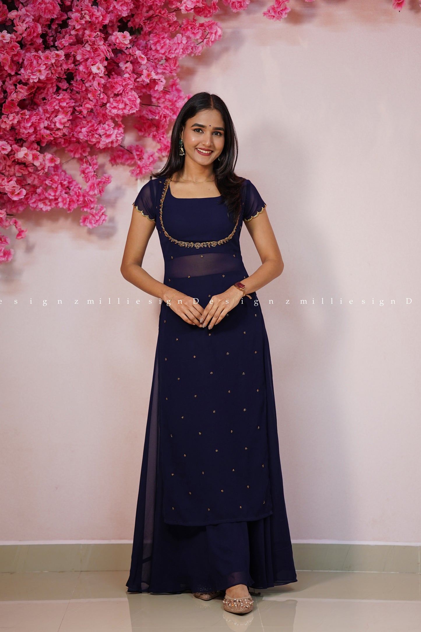 Three Piece Crop Top and Palazzo (MSD-158)