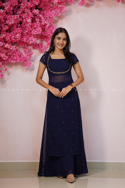 Three Piece Crop Top and Palazzo (MSD-158)