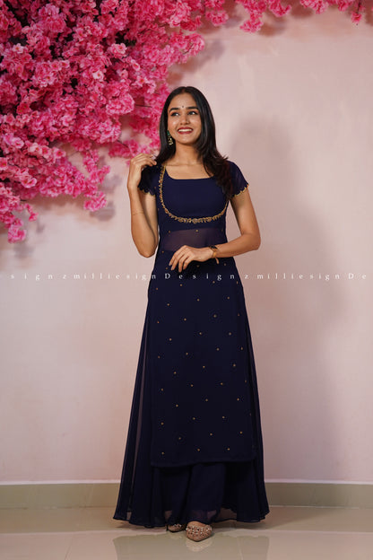 Three Piece Crop Top and Palazzo (MSD-158)