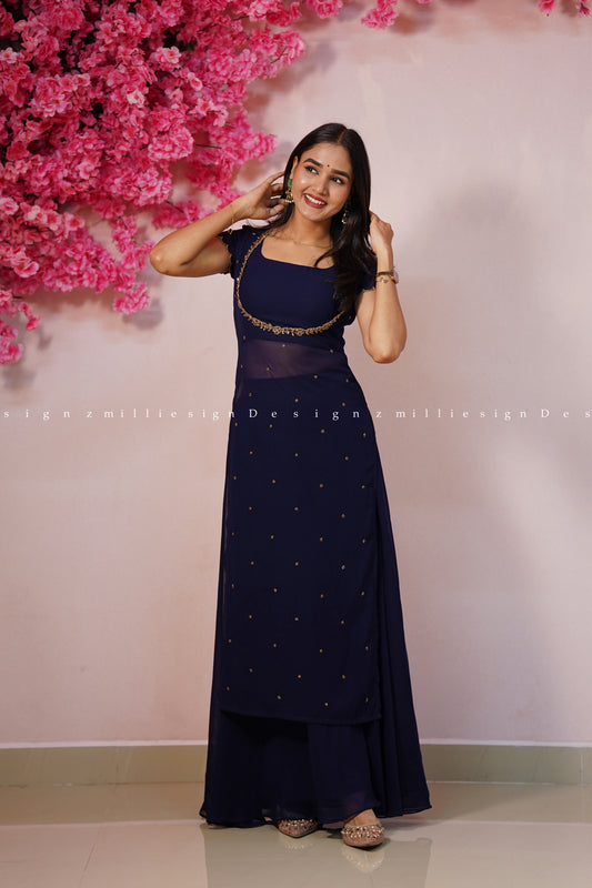 Three Piece Crop Top and Palazzo (MSD-158)