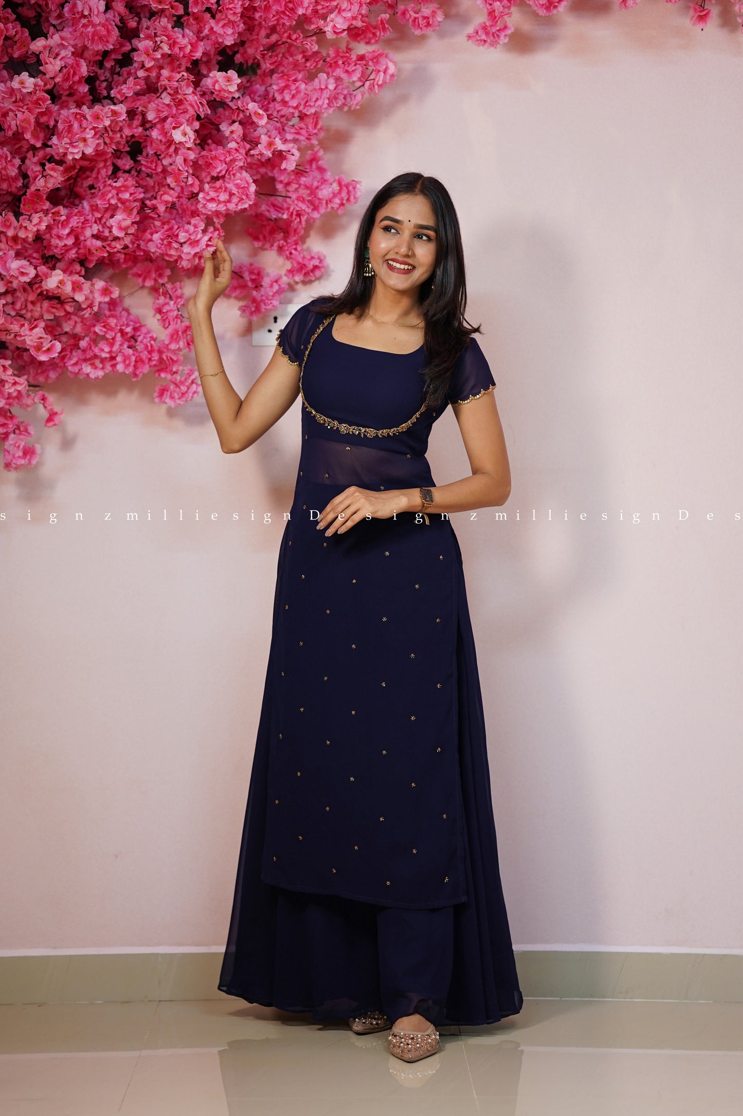 Three Piece Crop Top and Palazzo (MSD-158)