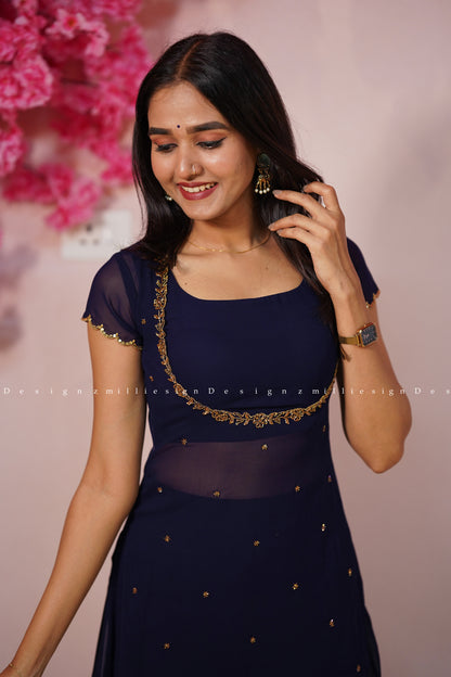 Three Piece Crop Top and Palazzo (MSD-158)