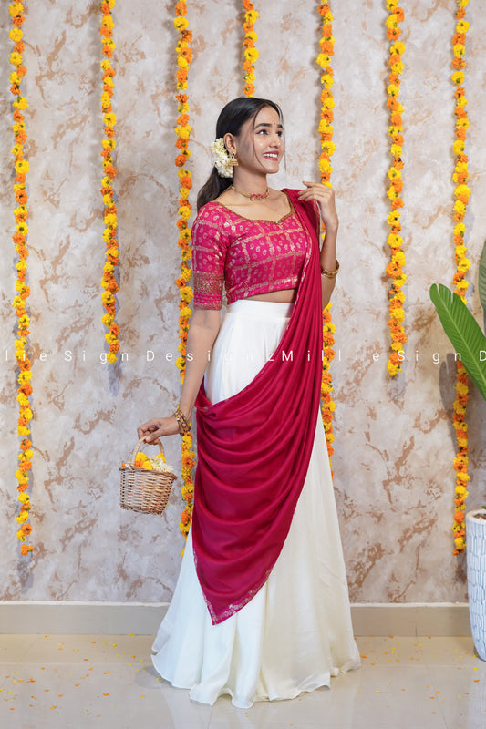 Skirt Crop Top and Dupatta (MSD-140)