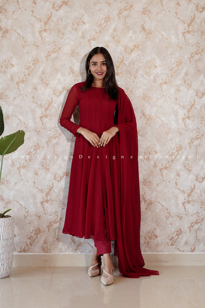 Three Piece Panel Cut Anarkali (MSD-111)