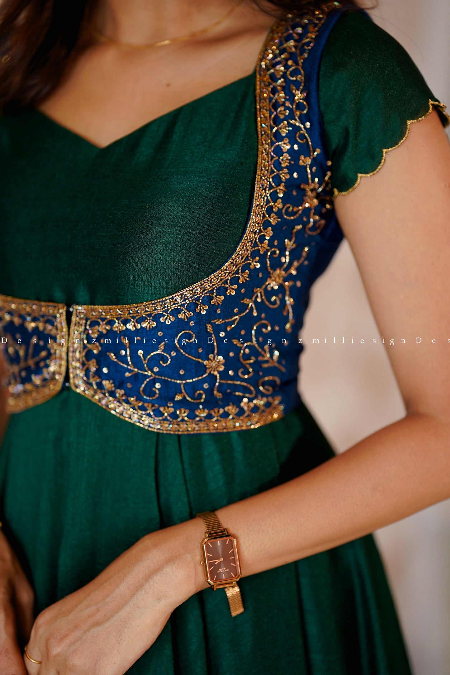 Two Piece Gown with Heavy Worked Jacket (MSD-115)