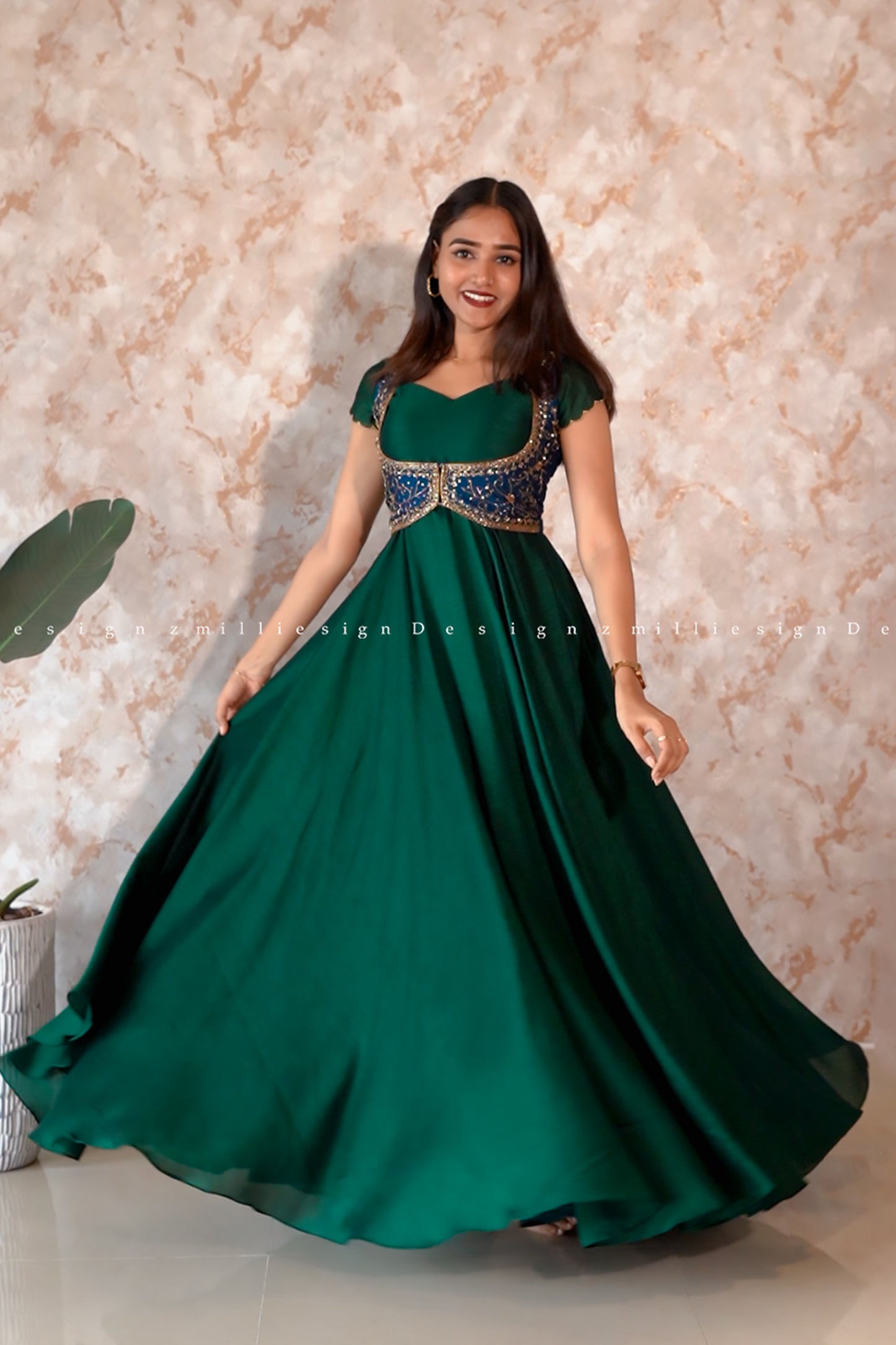 Two Piece Gown with Heavy Worked Jacket (MSD-115)