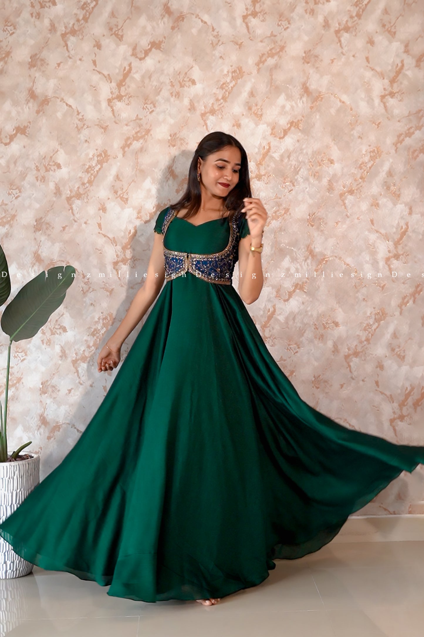 Two Piece Gown with Heavy Worked Jacket (MSD-115)