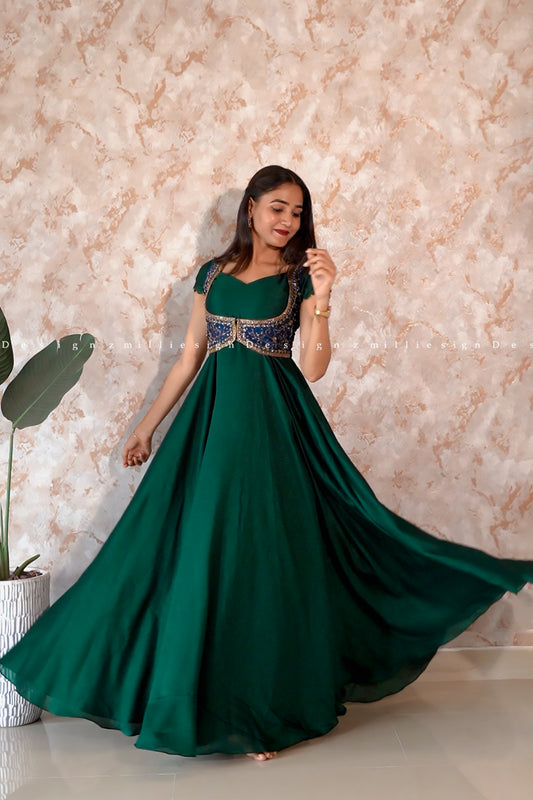 Two Piece Gown with Heavy Worked Jacket (MSD-115)