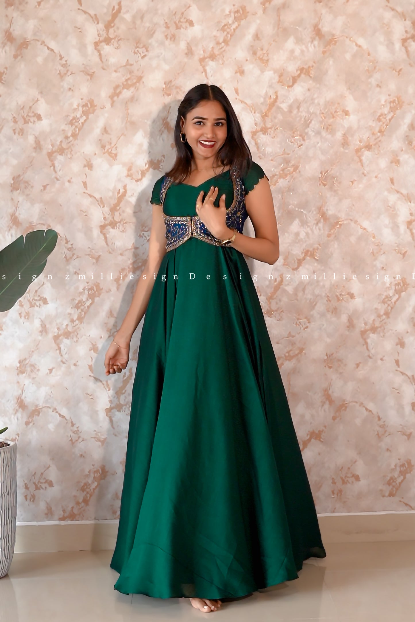 Two Piece Gown with Heavy Worked Jacket (MSD-115)