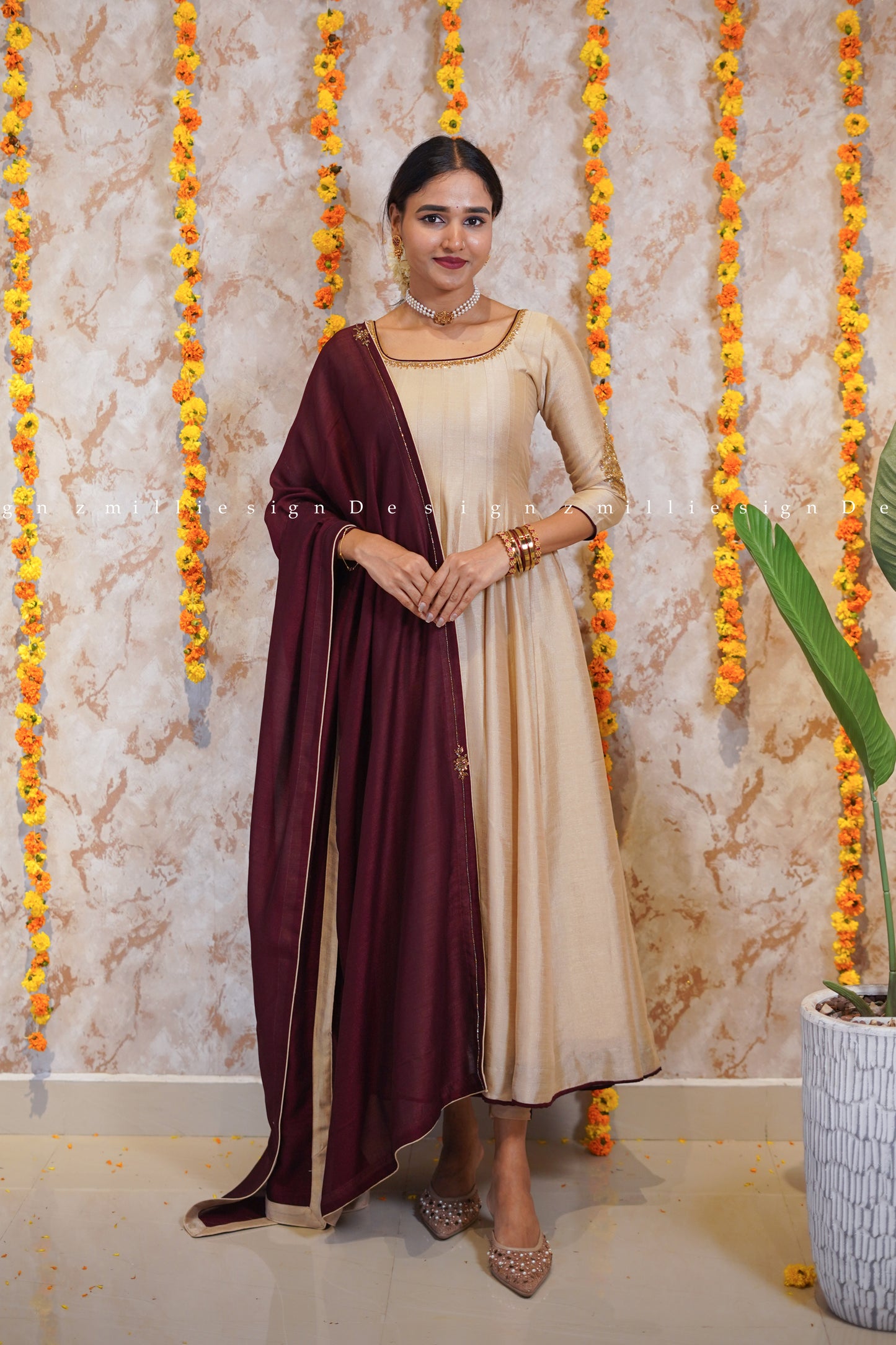 Two Piece Panel Cut Anarkali with Dupatta (MSD-145)