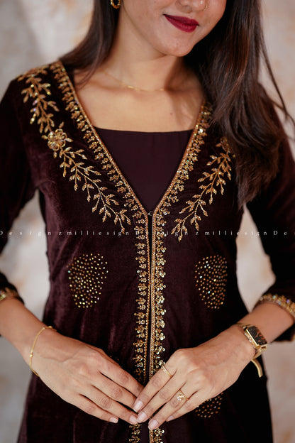 Two Piece Gown with Velvet Jacket (MSD-116)