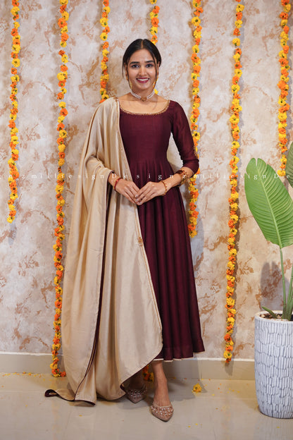 Two Piece Panel Cut Anarkali with Dupatta (MSD-144)