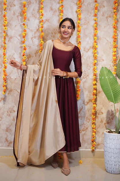 Two Piece Panel Cut Anarkali with Dupatta (MSD-144)