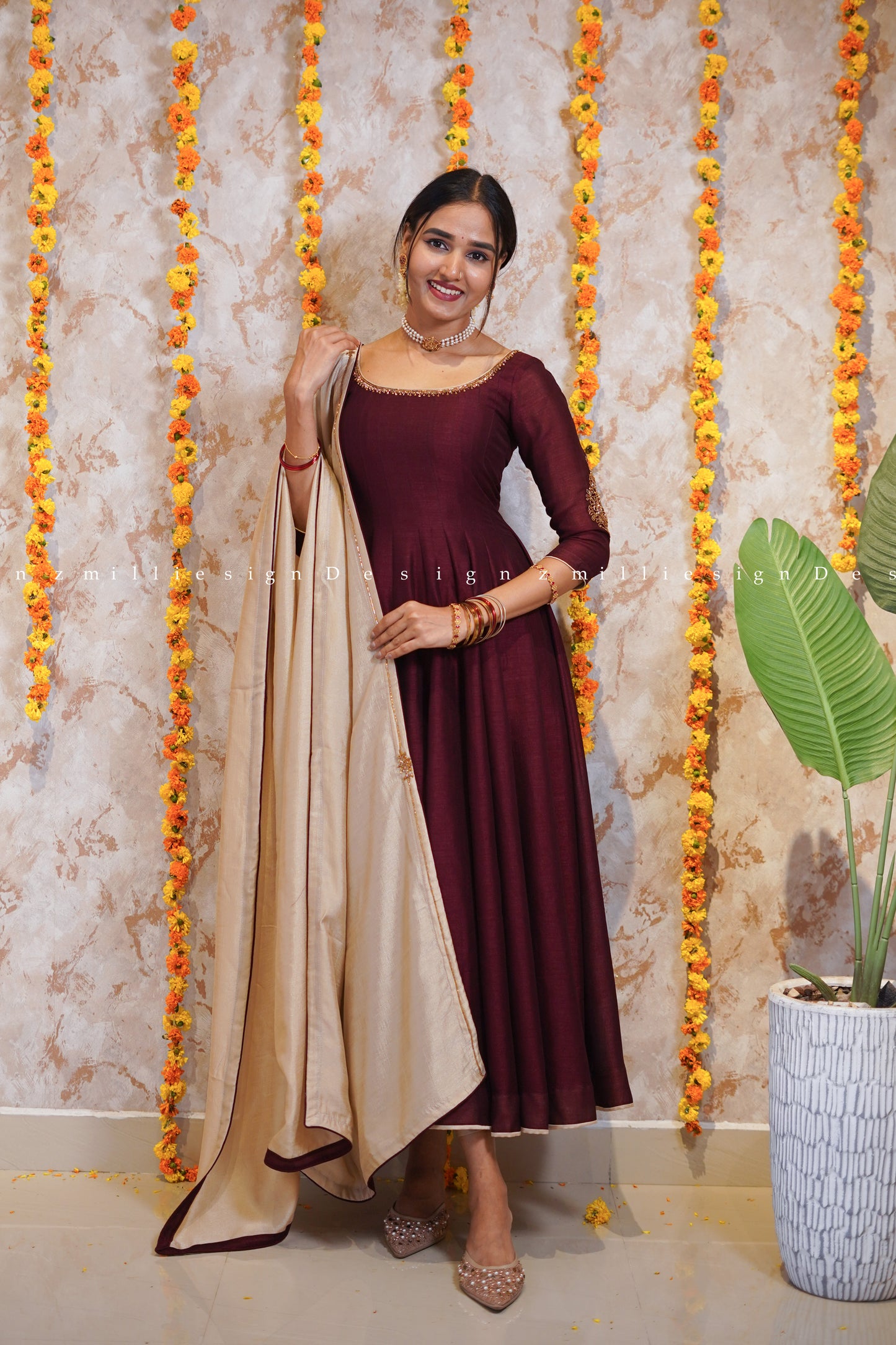 Two Piece Panel Cut Anarkali with Dupatta (MSD-144)