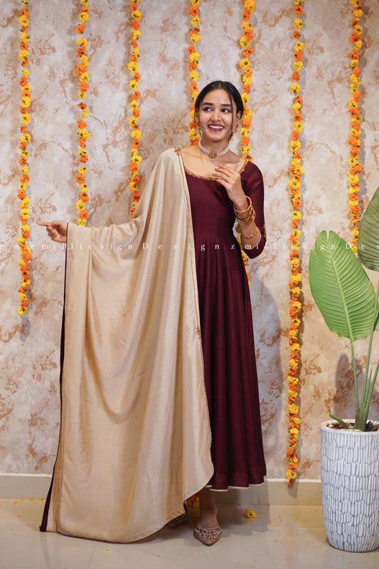 Two Piece Panel Cut Anarkali with Dupatta (MSD-144)