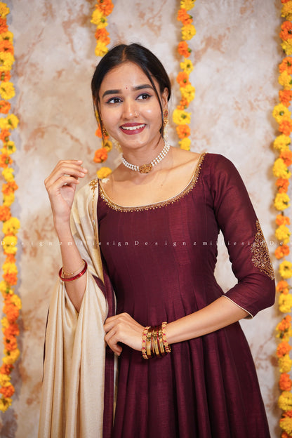 Two Piece Panel Cut Anarkali with Dupatta (MSD-144)