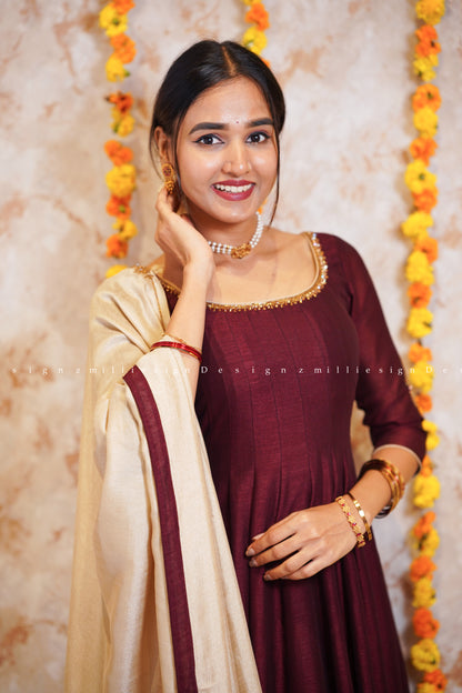 Two Piece Panel Cut Anarkali with Dupatta (MSD-144)