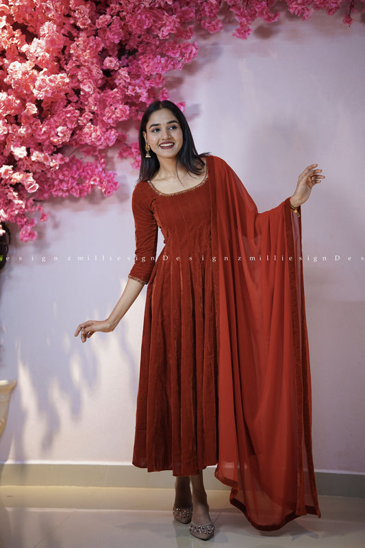 Two Piece Panel Cut Anarkali with Dupatta (MSD-154)