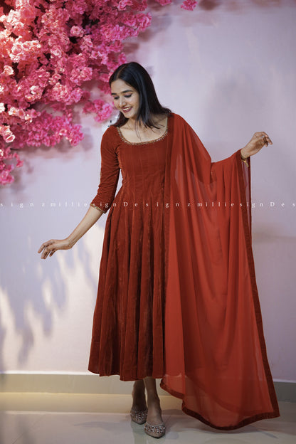 Two Piece Panel Cut Anarkali with Dupatta (MSD-154)