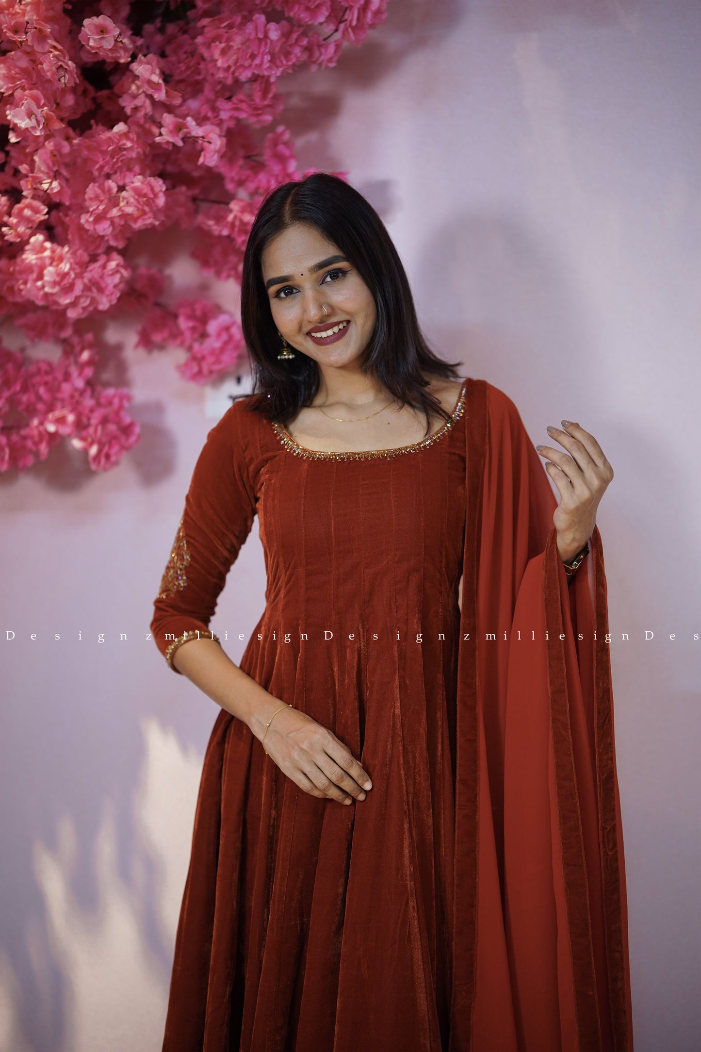 Two Piece Panel Cut Anarkali with Dupatta (MSD-154)