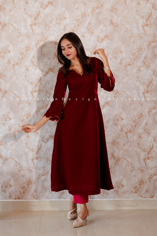 Two Piece Velvet Salwar Set (MSD-118)