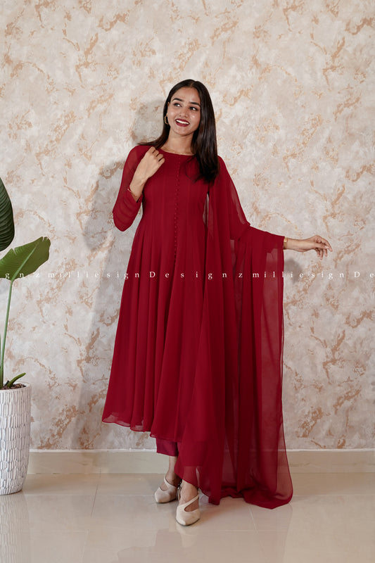 Three Piece Panel Cut Anarkali (MSD-111)