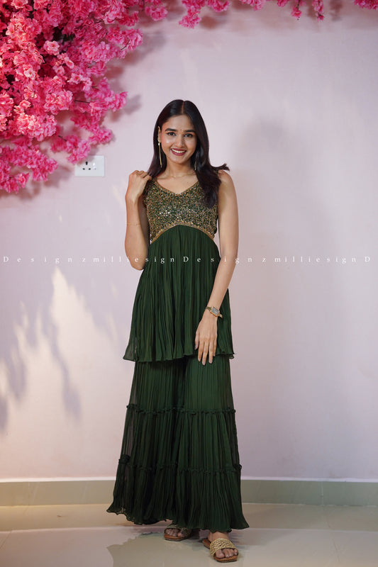 Heavy Worked Two Piece Set Sharara (MSD-156)