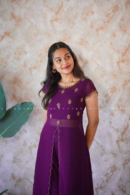 Three Piece Crop Top, Palazzo and Jacket (MSD-132)