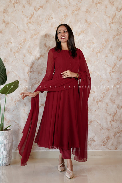 Three Piece Panel Cut Anarkali (MSD-111)