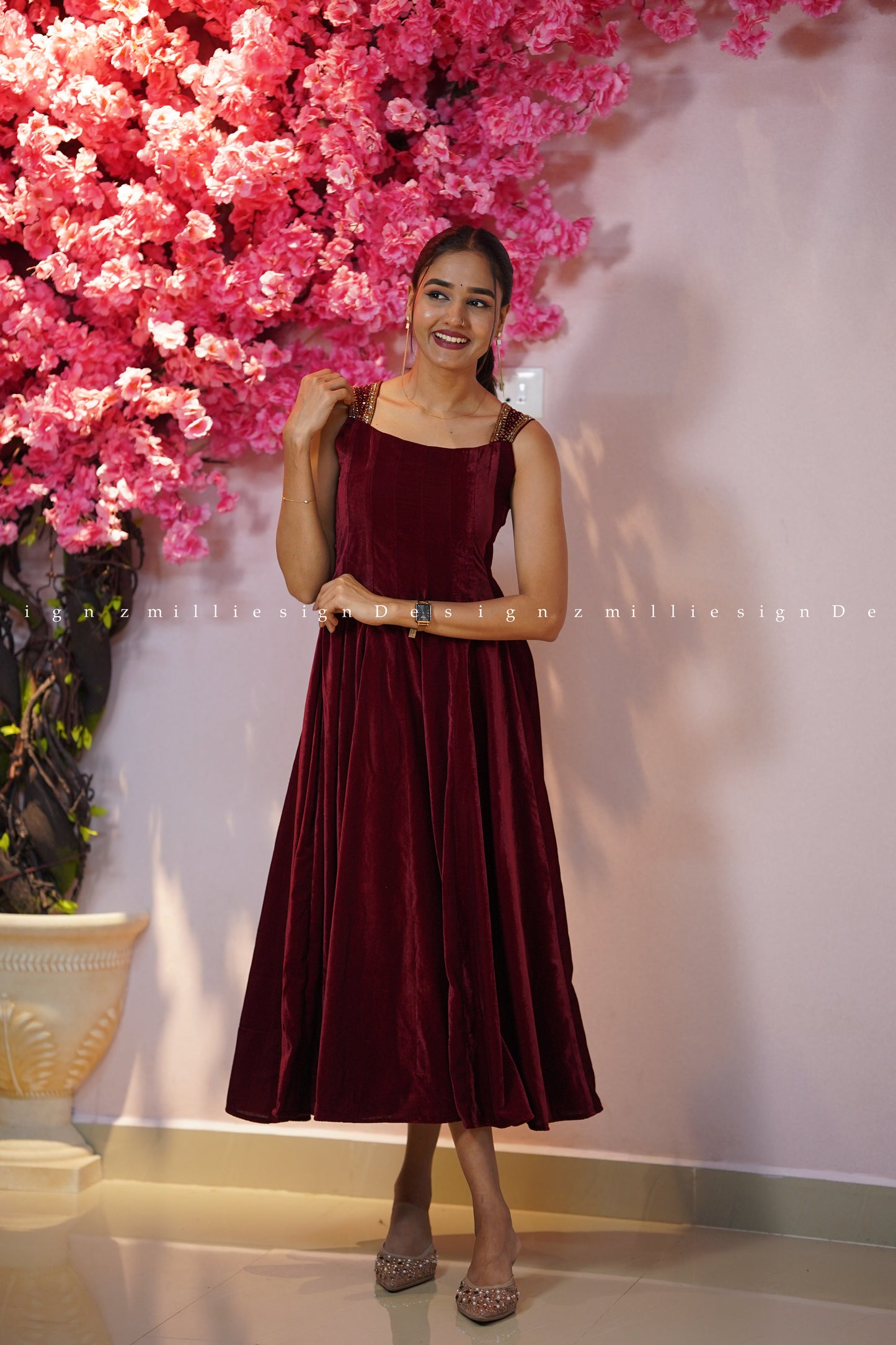 Velvet Panel-Cut Frock (MSD-155)