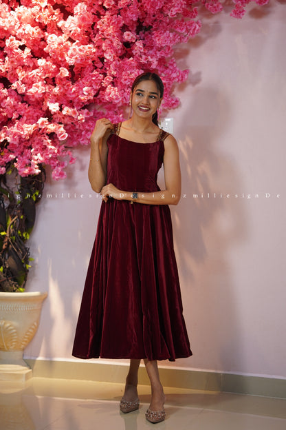 Velvet Panel-Cut Frock (MSD-155)