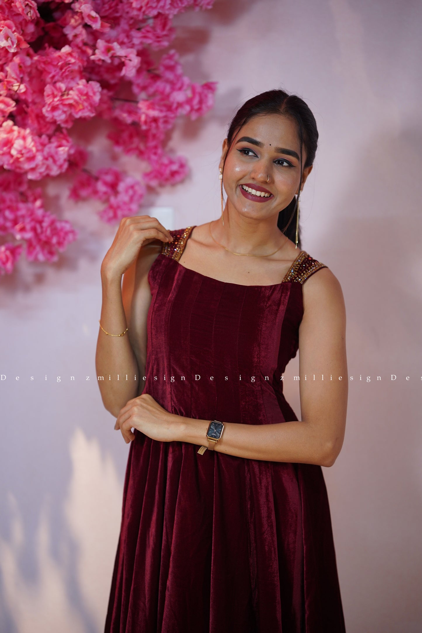 Velvet Panel-Cut Frock (MSD-155)