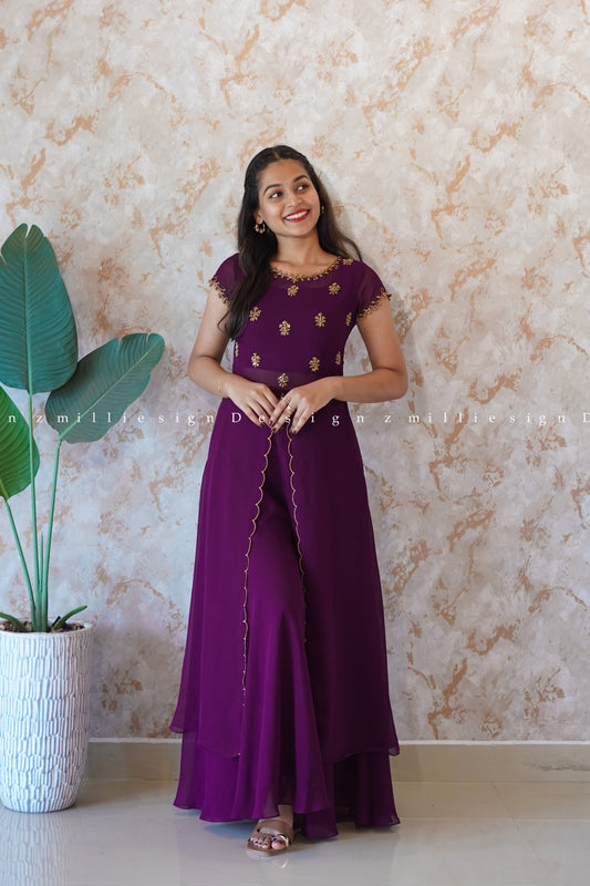 Three Piece Crop Top, Palazzo and Jacket (MSD-132)