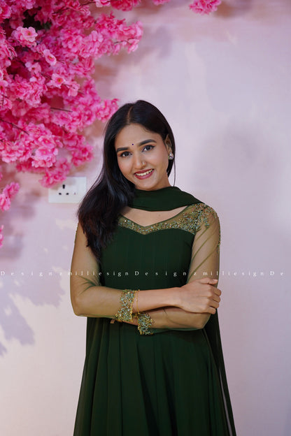 Two Piece Set Panel Cut Anarkali with Dupatta (MSD-180)