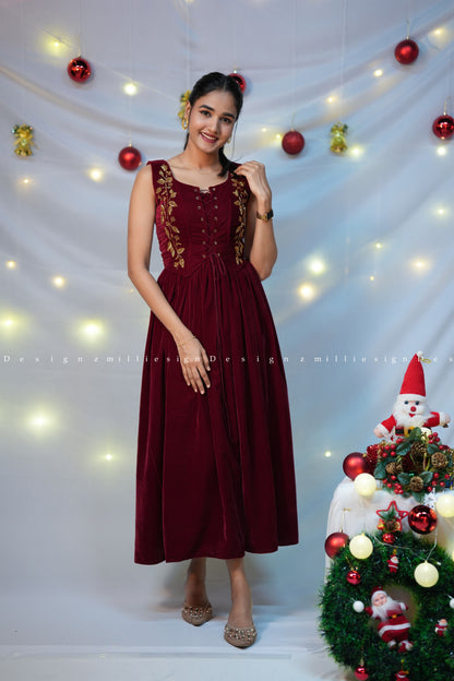 Two Piece Set - Velvet Frock with Jacket (MSD-196)