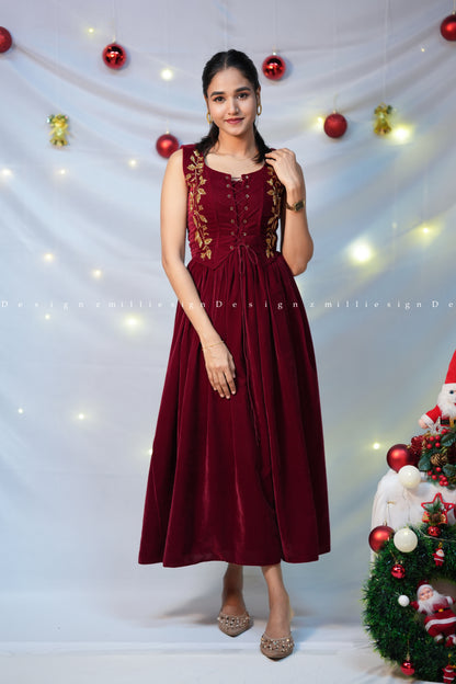 Two Piece Set - Velvet Frock with Jacket (MSD-196)