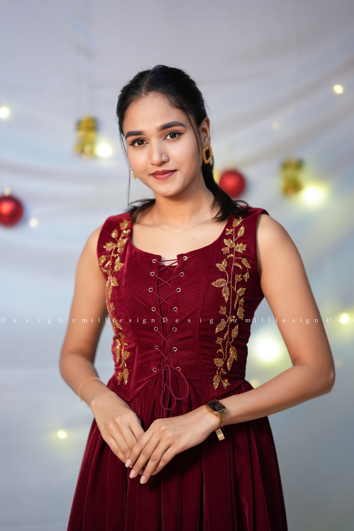 Two Piece Set - Velvet Frock with Jacket (MSD-196)