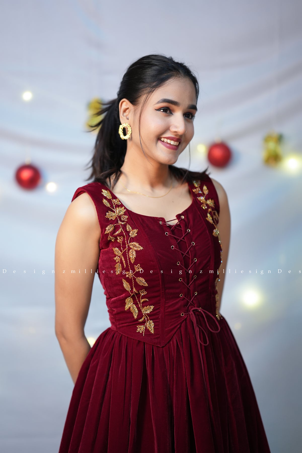 Two Piece Set - Velvet Frock with Jacket (MSD-196)